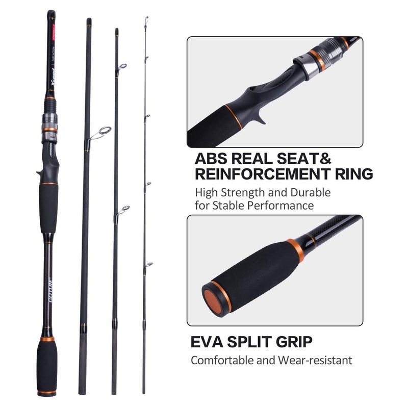 Goture 4 Piece Travel Spinning Fishing Rods Portable 4 Sections Lightweight Carbon Fiber Poles M Power MF Action 8ft - Image 4